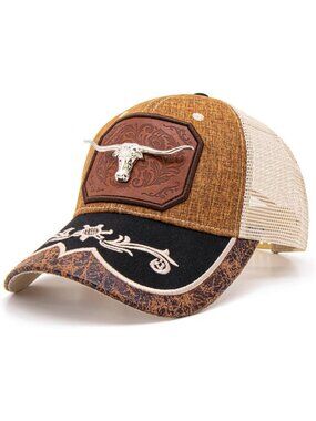 Men's A Brown Polyester Western Vintage Cowboy Cute Baseball Cap
